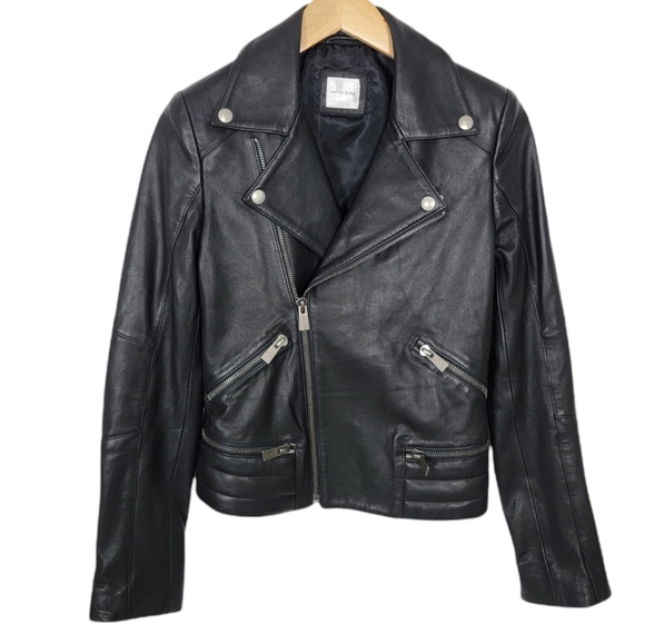 Anine Bing Jackets & Blazers - Anine Bing Lamb Leather Black Biker Moto Jacket Zippers Size XS